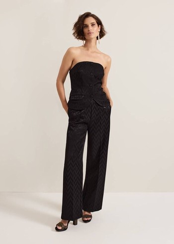 Phase Eight Adalynn Jacquard Trousers Black Australia | SY2739451